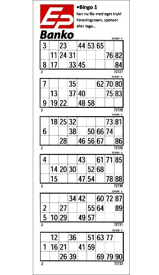 Bingo 1 blokke af 100 ark
