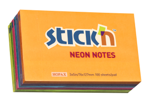 Notesblok 76x127mm 100 Blad 6 Pakke Assorteret Neon