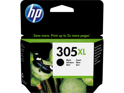 HP 305XL Pigmenteret sort 240 sider Bl&Atilde;&brvbar;k 3YM62AE#301
