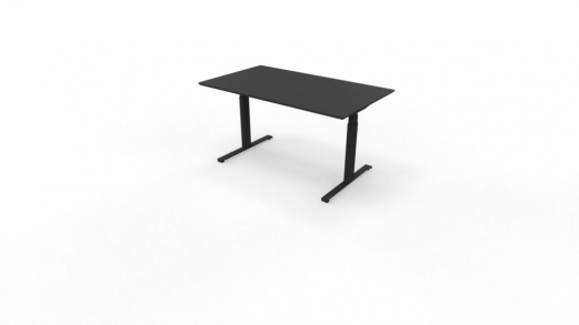 Skrivebord med retangulær sort bordplade 140x90cm i MDF, AFP laminat, sort 3 leddet hæve sænke stel