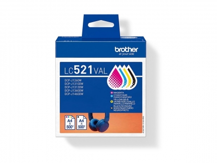 Brother LC521 Value Pack Sort Gul Cyan Magenta 500 sider Bl&aelig;k